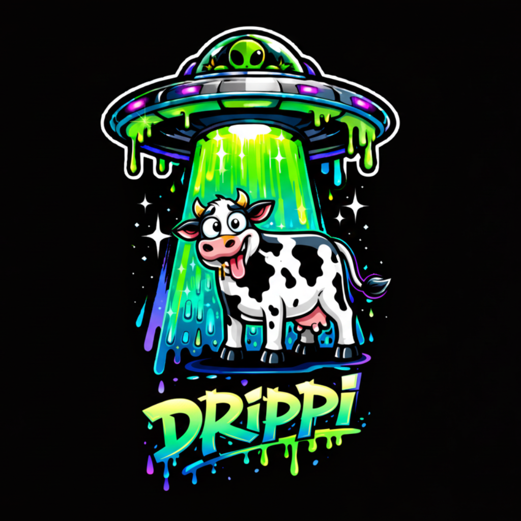 Drippi Cow Abduction Sticker